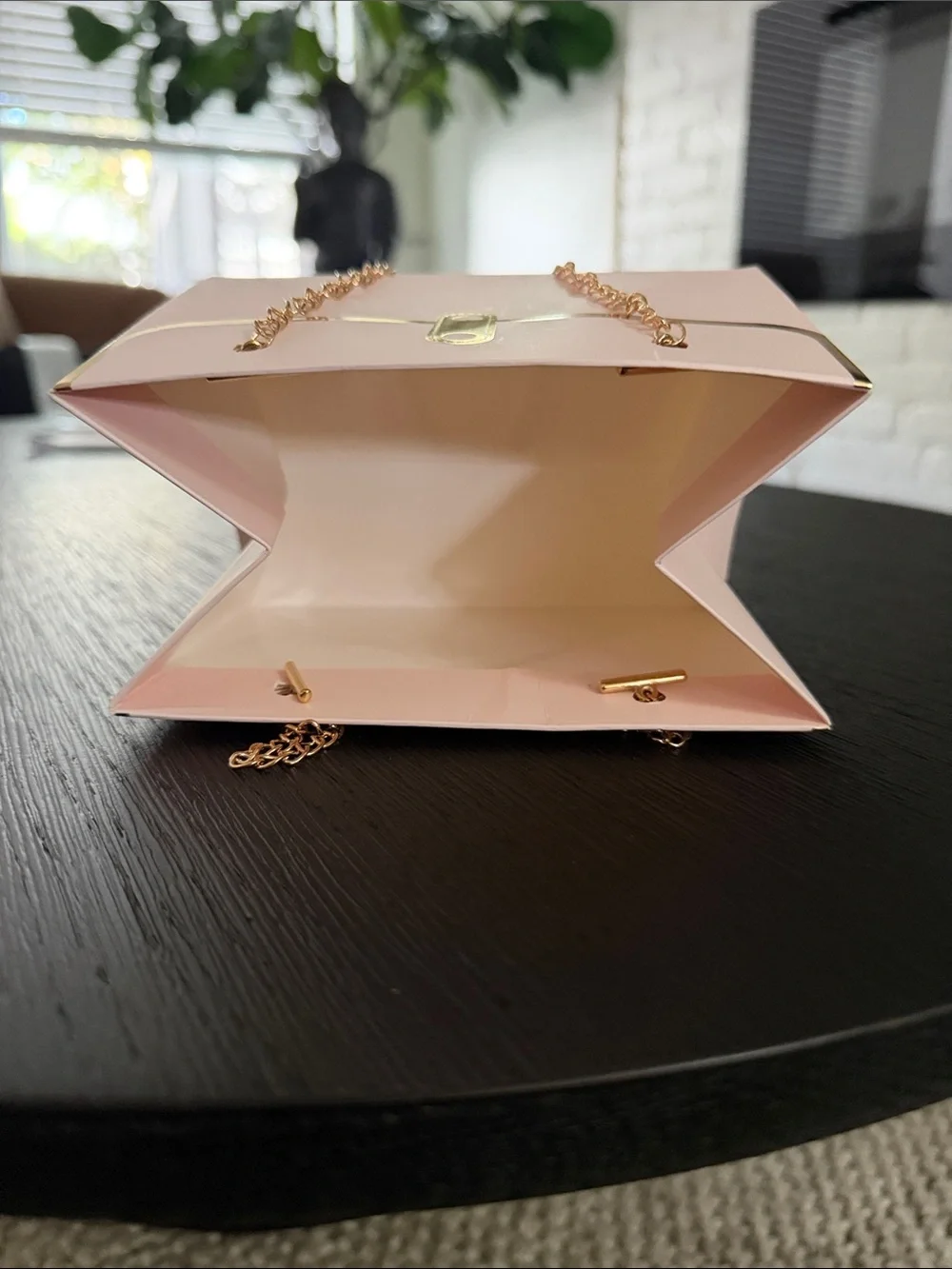 Pink Gold-Accent Chain Handle Gift Bag